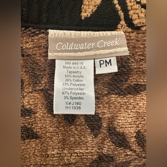 Coldwater Elegant Black Jacket Black with Gold Leaf Pattern size Petite Medium - Picture 3 of 9